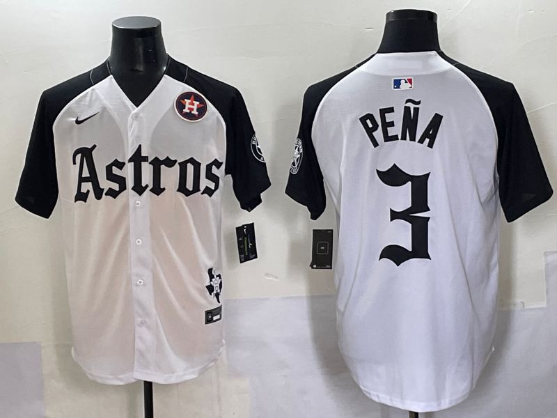 Men 2025 Houston Astros #3 Pena white black Five generations Joint Name Nike MLB Jersey style 9->houston astros->MLB Jersey